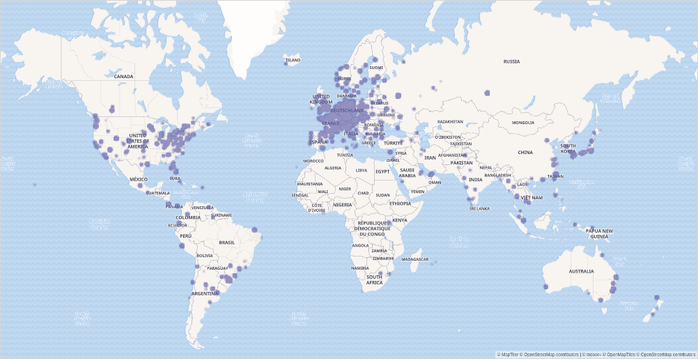 A heat map to locate indoor mapped locations in OpenStreetMap